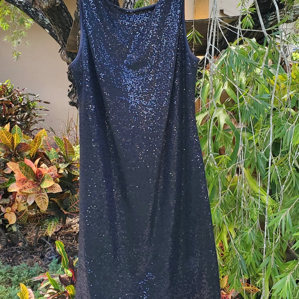 Silver. Sequined. Knee length. Low back. Prom Dress. Wedding guest dress.